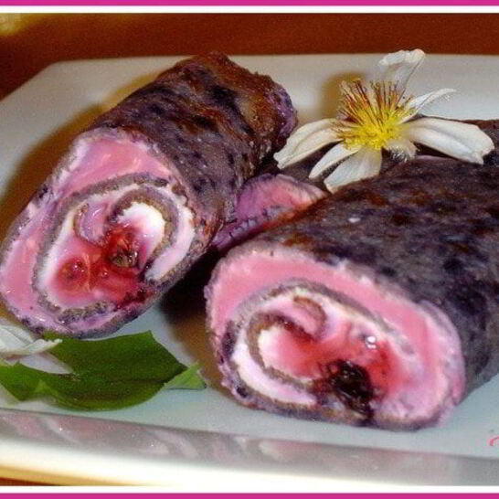 Рецепт черничные блинчики с творожно-черничной начинкой