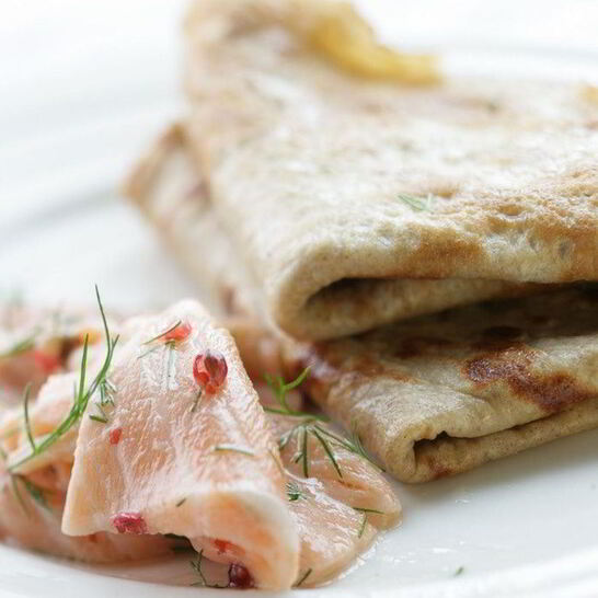 Рецепт гречневые блины с семгой