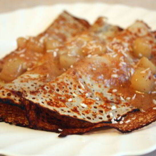 Рецепт рисовые блинчики с грушевым соусом