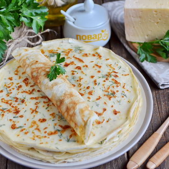 Рецепт сырные блины с укропом
