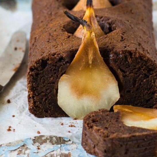 Рецепт шоколадный кекс с грушей