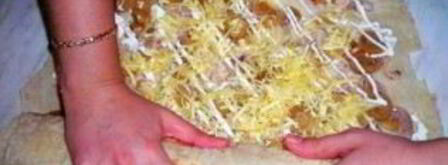 лаваш с грибами и курицей. Шаг 4