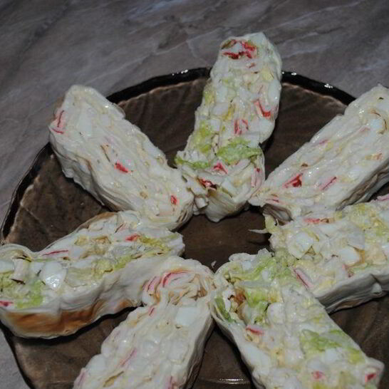 Рецепт лаваш с крабовыми палочками и плавленым сыром