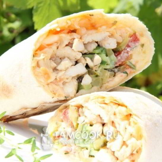 Рецепт лаваш с курицей и овощами