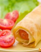 Лаваш с сосиской и сыром