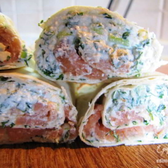 Рецепт лаваш закусочный, с творогом и семгой