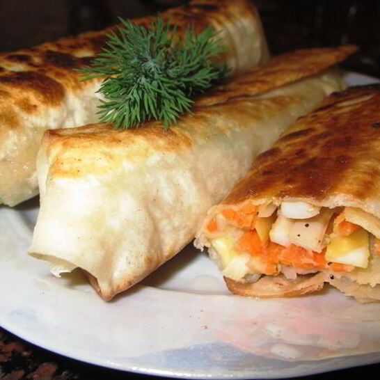 Рецепт трубочки из лаваша с начинкой