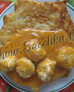 Картофельные лепешки с тефтелями