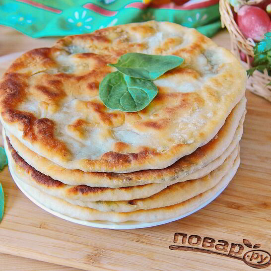 Рецепт лепешки со шпинатом и грибами
