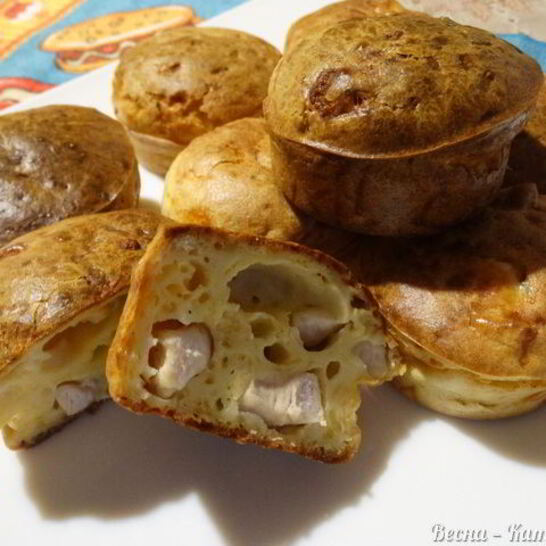 Рецепт сырные маффины с курочкой