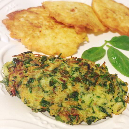 Рецепт детокс оладьи из цукини с зеленым луком и мятой