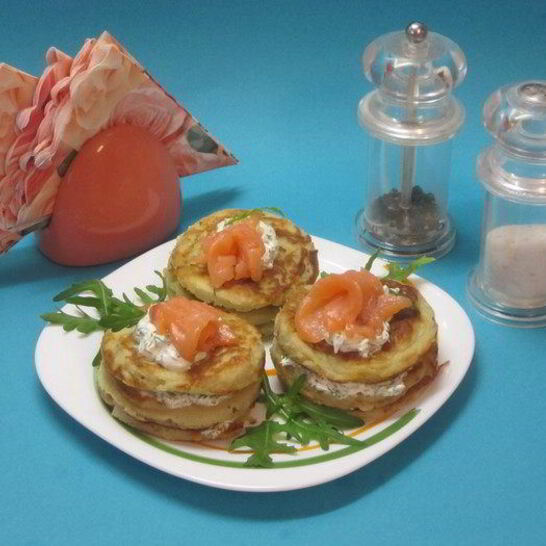 Рецепт оладьи картофельные с семгой