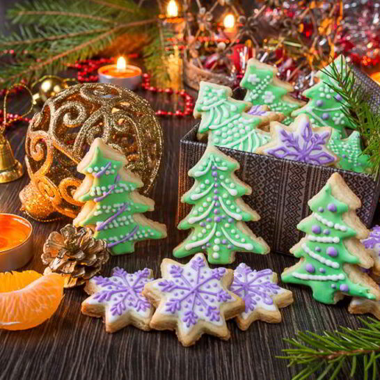 Рецепт новогоднее сахарное печенье с глазурью