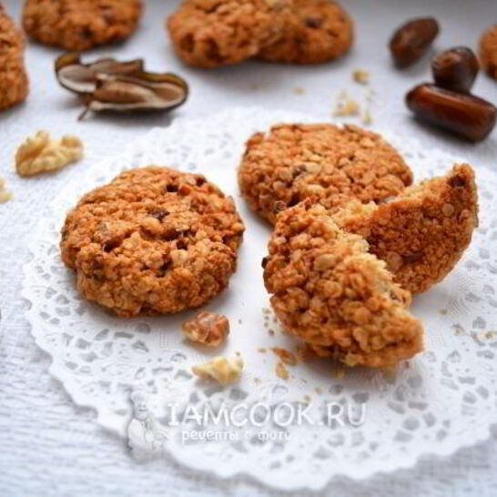 Рецепт овсяное печенье с финиками и орехами