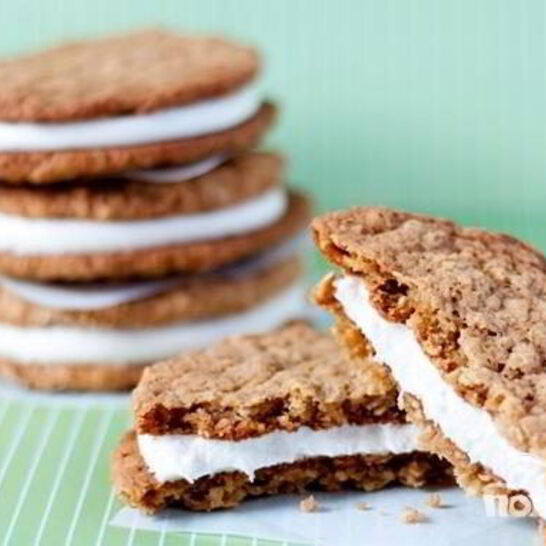 Рецепт овсяное печенье с зефирной начинкой