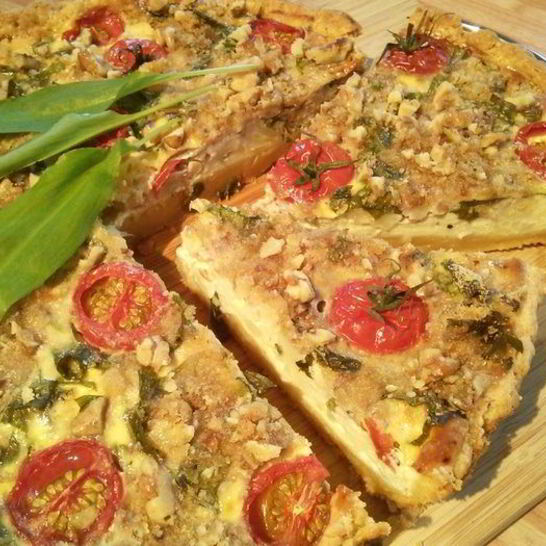 Рецепт киш на творожном тесте с цветной капустой и черемшой