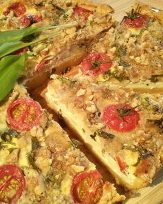 Киш на творожном тесте с цветной капустой и черемшой