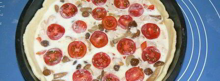 киш с копченой курицей и грибами. Шаг 7