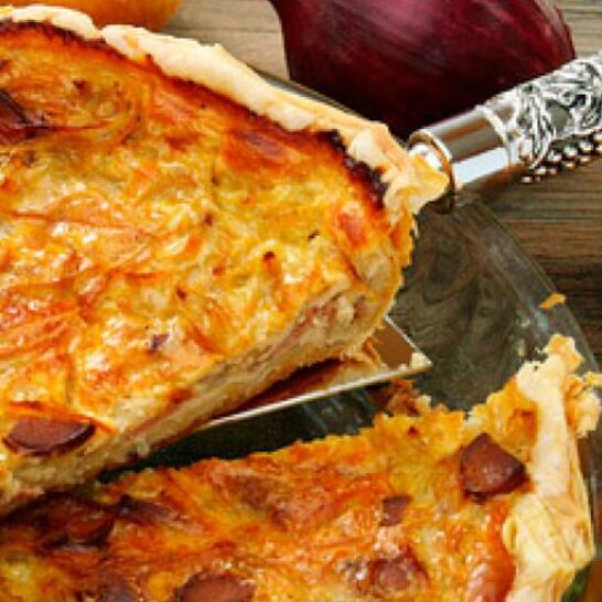 Рецепт луковый пирог с ветчиной