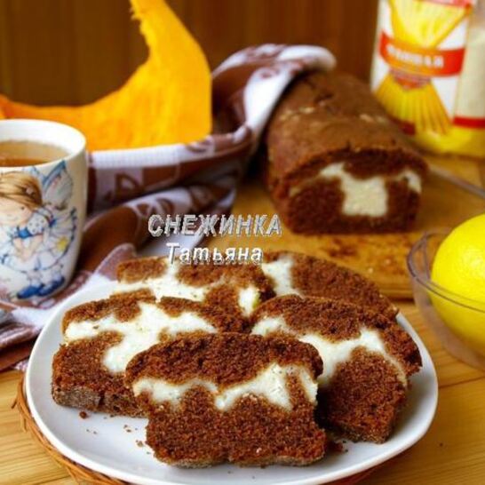 Рецепт манный пирог с тыквой и творожной начинкой