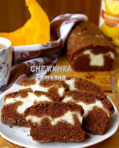 Манный пирог с тыквой и творожной начинкой