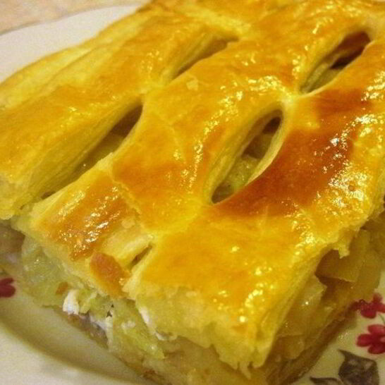 Рецепт слоеный пирог с капустой