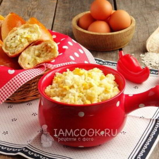 Рецепт начинка для пирожков с рисом и яйцом