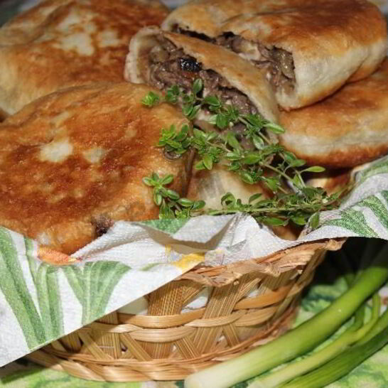 Рецепт жареные пирожки с баклажанами мясом и грибами