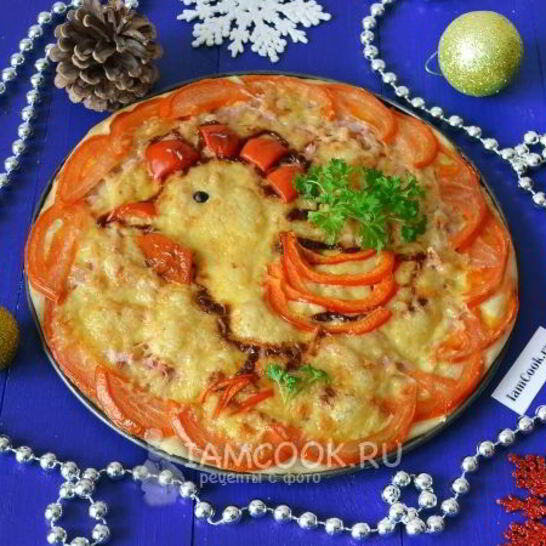 Рецепт новогодняя пицца петушок