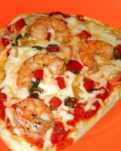 Пицца на кефире с креветками