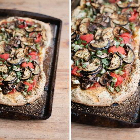 Рецепт пицца с баклажанами и грибами