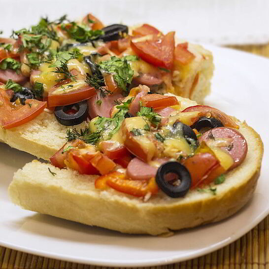 Рецепт пицца в батоне