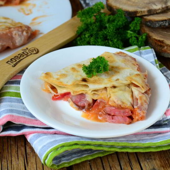 Рецепт пицца в лаваше на сковороде