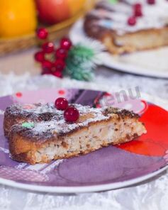 Диетическая шарлотка из геркулеса с яблоками