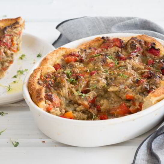 Рецепт открытая шарлотка с печеными овощами и пармезаном