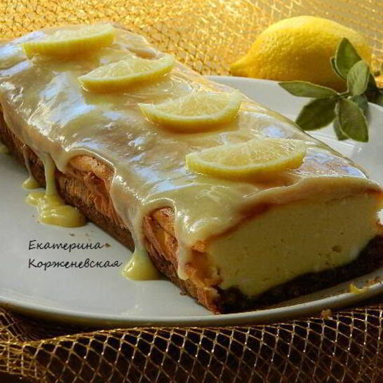 Рецепт лимонный творожник со сливочной помадкой