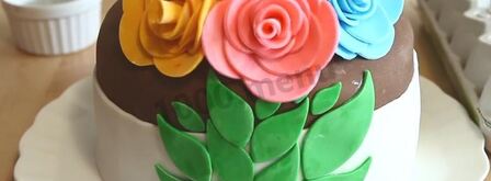 торт с цветами из мастики бисквит. Шаг 19