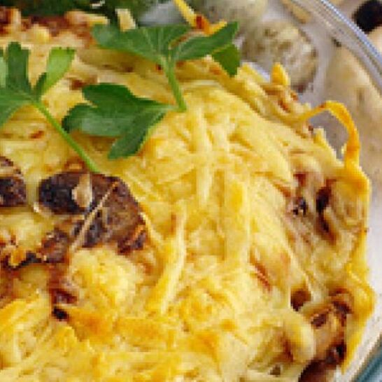 Рецепт грибная запеканка с рисом и сыром