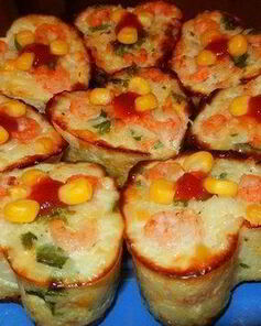 Рисовая запеканка с кукурузой, креветками и сыром