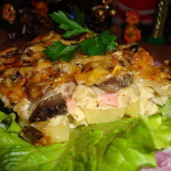 Рецепт запеканка грибы на подушке