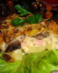 Запеканка Грибы на подушке