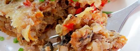 запеканка из гречки с фаршем, грибами и сыром. Шаг 6