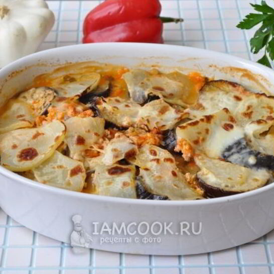 Рецепт запеканка из свежих овощей с фаршем