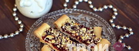 песочные полоски с джемом и орехами. Шаг 10