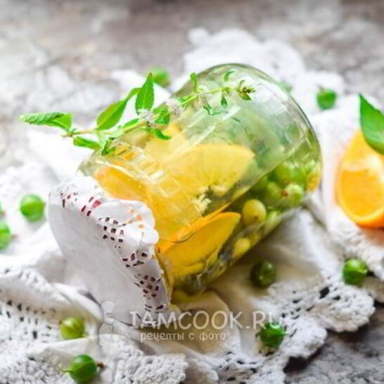 Рецепт компот из крыжовника с апельсином