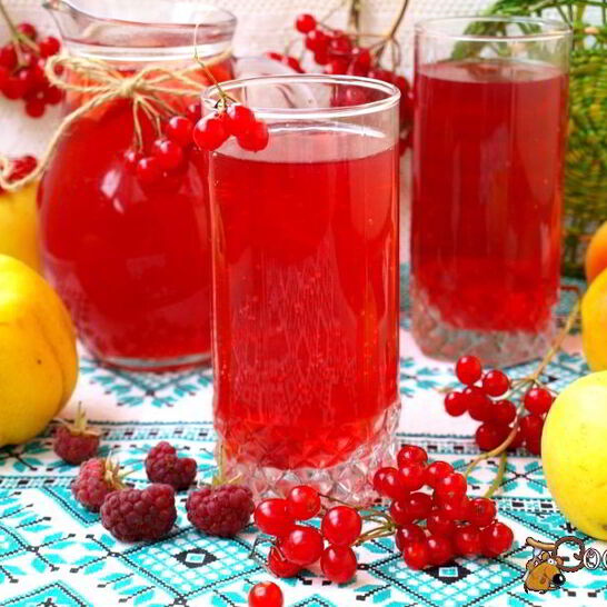 Рецепт компот с яблоками, малиной, калиной и айвой