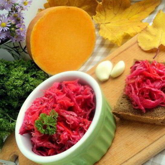 Рецепт капуста, маринованная с тыквой и свеклой