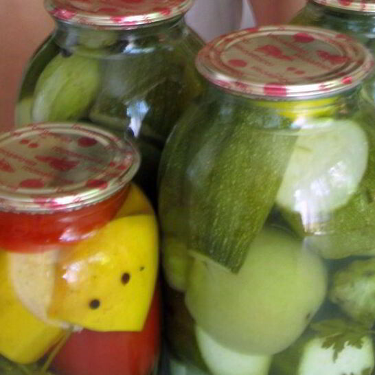 Рецепт маринованные кабачки, огурцы и помидоры