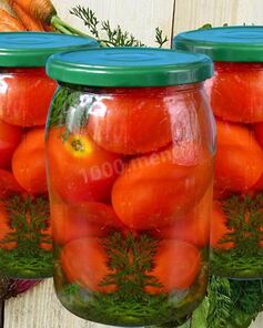 Маринованные помидоры на зиму с морковной ботвой