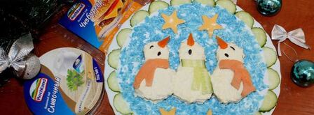 бутерброды поющие снеговики в шарфиках. Шаг 11